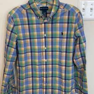 Boys Large 14-16 Long Sleeve Multicolor Polo Shirt